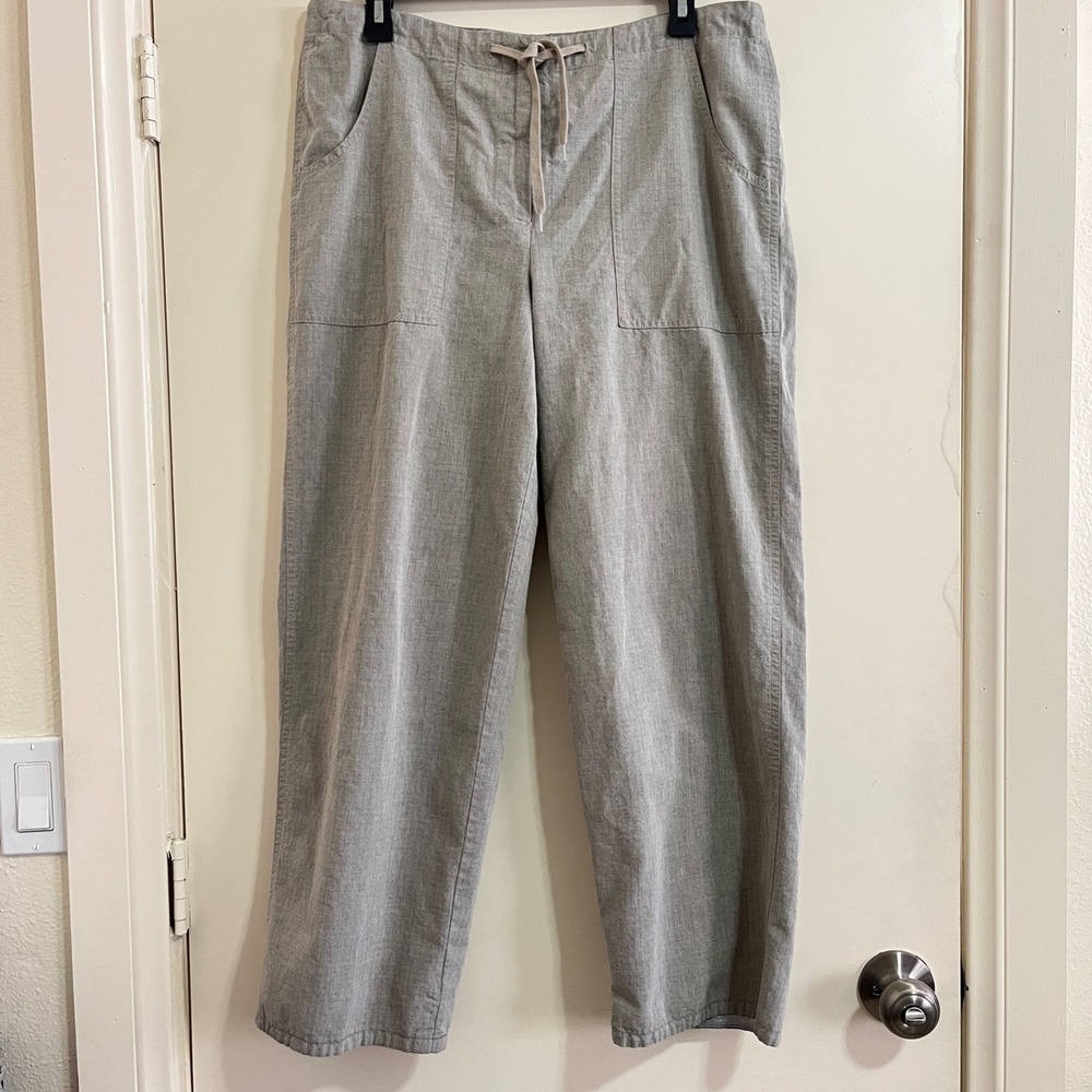 Relaxed Wide Leg Drawstring Pants in Light Gray